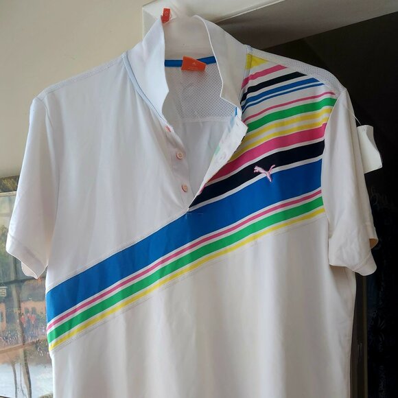 C20   Vibrantly colourful Puma Golf shirt / polo Sz M - Picture 1 of 4